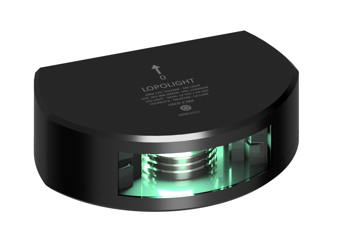 2nm 135° Green follow-me stern, black anodized